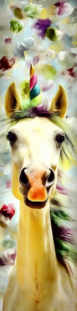 Free unique bookmark featuring a front face white unicorn